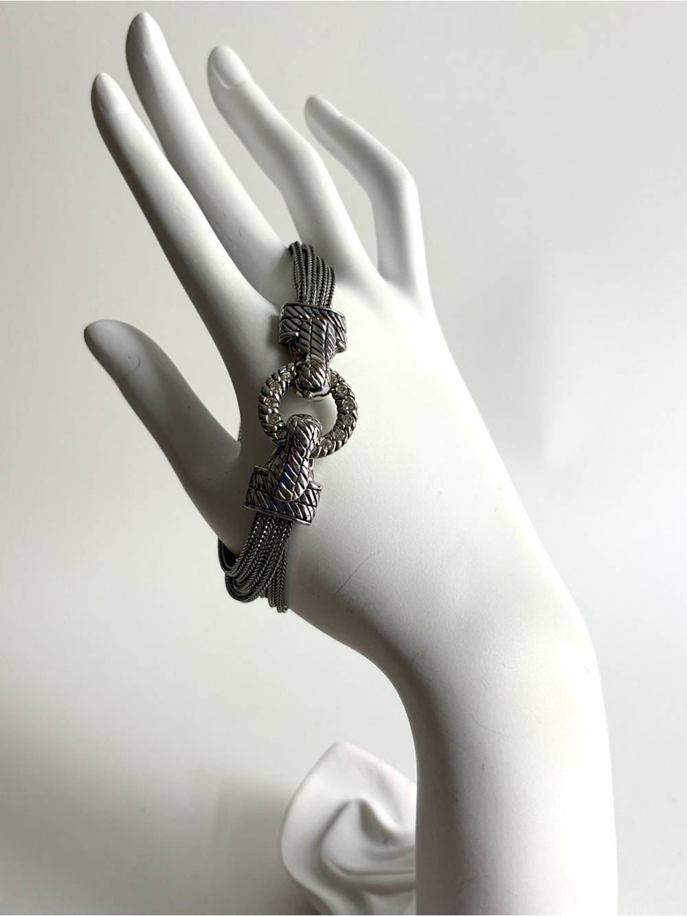 Premier Designs Silver Multi Strand Rope Bracelet Magnetic Clasp